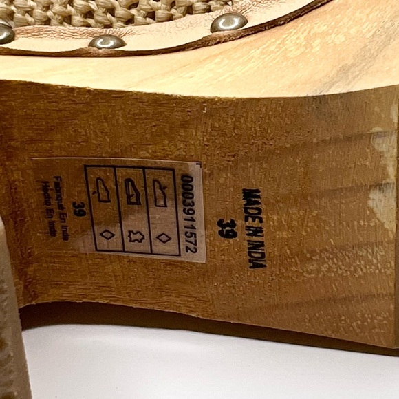 Free People Claudia Crochet Studded Leather Clogs Beige Size 39 - Picture 11 of 11